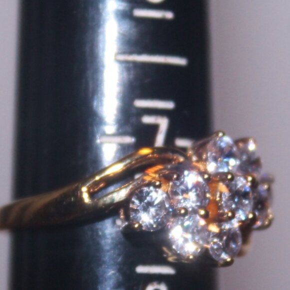 PAJ 14K Gold over 925 Sterling Sparkling White Topaz BLING Statement Ring - Picture 5 of 5